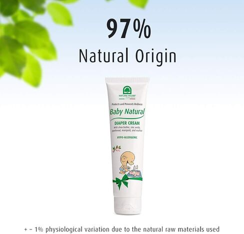 Natura House Baby Natural Diaper Cream - Light Natural Fragrance – Prevents Redness – Free From Harmful Substances – 97% Natural Origin, Made in Italy – Hypoallergenic, Dermatologist Tested, 3.38 oz. in Saudi Arabia