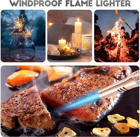 ولاعة شعلة KOLTEC، ولاعة بوتان قابلة للتدوير وقابلة لإعادة الملء ولهب نفاث قابل لإعادة الملء مع قفل نار ونافذة غاز مرئية مقاومة للرياح للشواء والشواء والتخييم (البوتان غير متضمن) (أزرق) in Kuwait