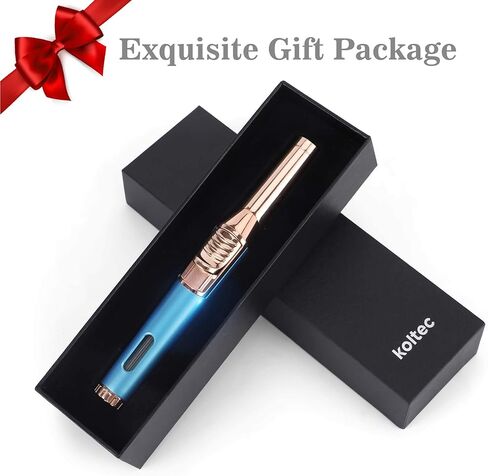 ولاعة شعلة KOLTEC، ولاعة بوتان قابلة للتدوير وقابلة لإعادة الملء ولهب نفاث قابل لإعادة الملء مع قفل نار ونافذة غاز مرئية مقاومة للرياح للشواء والشواء والتخييم (البوتان غير متضمن) (أزرق) in Kuwait