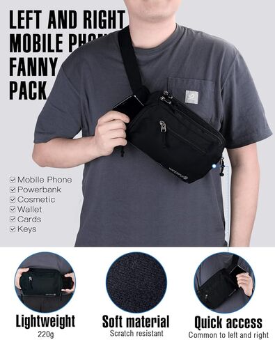 حزمة فاني كروس كبيرة من WATERFLY: حقيبة خصر رياضية للمشي وحزام وحزام وحقيبة الورك فاني حزمة فاني فانباك امرأة ورجل للمشي لمسافات طويلة والركض والجري in Kuwait