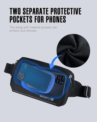 حزمة فاني كروس كبيرة من WATERFLY: حقيبة خصر رياضية للمشي وحزام وحزام وحقيبة الورك فاني حزمة فاني فانباك امرأة ورجل للمشي لمسافات طويلة والركض والجري in Kuwait
