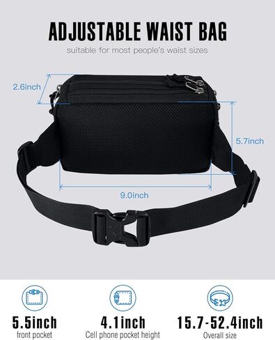 حزمة فاني كروس كبيرة من WATERFLY: حقيبة خصر رياضية للمشي وحزام وحزام وحقيبة الورك فاني حزمة فاني فانباك امرأة ورجل للمشي لمسافات طويلة والركض والجري in Kuwait