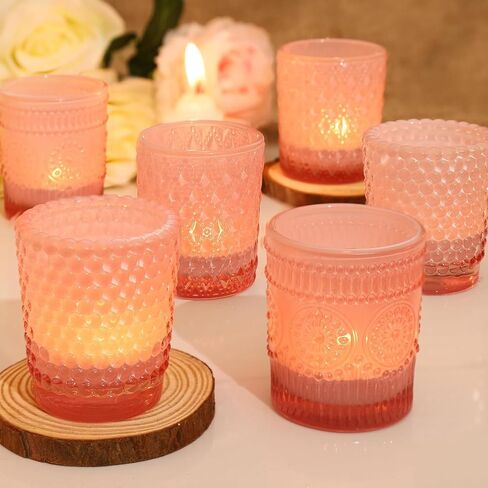 PhilaeEC 12pcs Red Votive Candle Holders, Glass Tealight Candle Holders, Candle Holders for Wedding Decorations, Table Centerpiece, Home Decor and Holiday Decor in Kuwait