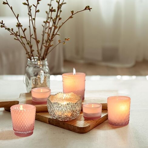 PhilaeEC 12pcs Red Votive Candle Holders, Glass Tealight Candle Holders, Candle Holders for Wedding Decorations, Table Centerpiece, Home Decor and Holiday Decor in Kuwait