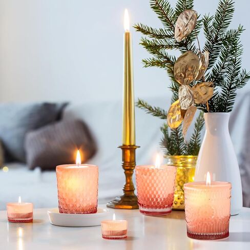 PhilaeEC 12pcs Red Votive Candle Holders, Glass Tealight Candle Holders, Candle Holders for Wedding Decorations, Table Centerpiece, Home Decor and Holiday Decor in Kuwait