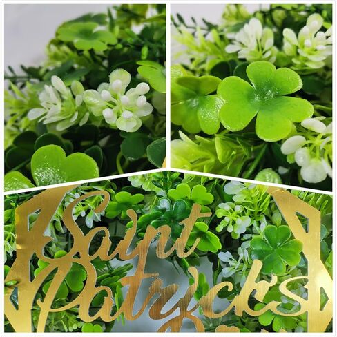ElodieAu St. Patrick's Day Shamrock Wreaths, Irish Green Clover Wreath for Front Door Decorations, Hanging Decor for Home Party Office Farmhouse in Kuwait