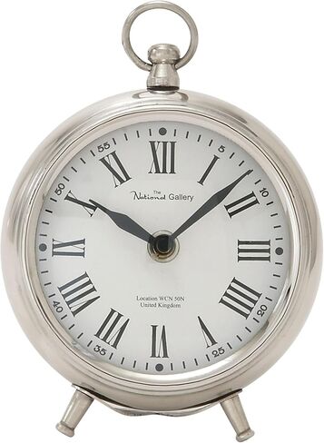 Deco 79 Stainless Steel Clock with Ring Top, 6" x 3" x 7", Silver in Saudi Arabia