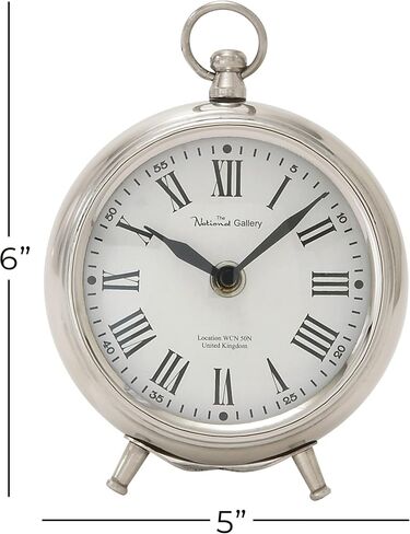 Deco 79 Stainless Steel Clock with Ring Top, 6" x 3" x 7", Silver in Saudi Arabia