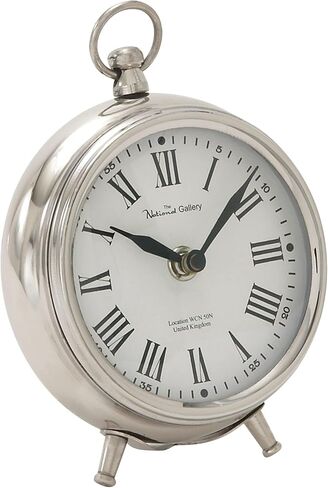 Deco 79 Stainless Steel Clock with Ring Top, 6" x 3" x 7", Silver in Saudi Arabia