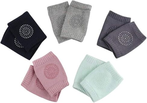 Xemz Baby Toddler Knee Pads, Baby Crawling Anti-Slip Knee Pads, Breathable Comfortable Cotton Infant Knee Pads Anti-fall Safety Protector Socks Leg Warmer Socks for Babies Boys and Girls, 5 Pairs in Saudi Arabia