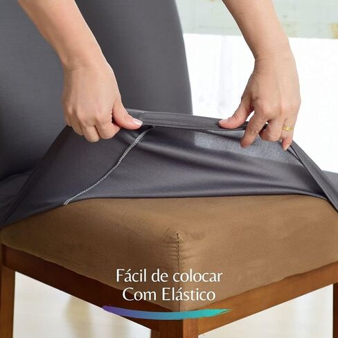 Kit 4 Chair Covers Dining Room Dark Grey in Saudi Arabia
