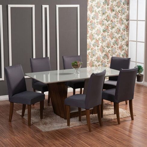 Kit 4 Chair Covers Dining Room Dark Grey in Saudi Arabia