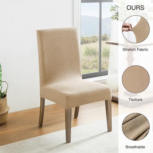 Maodu Dining Room Chair Covers Set of 6, Parsons Chair Slipcover Removable Washable Kitchen Chair Protector Covers for Dining Room,Party,Hotel, lightgrey in Saudi Arabia