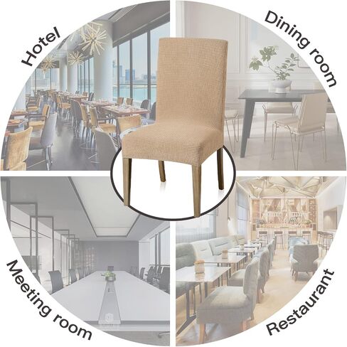 Maodu Dining Room Chair Covers Set of 6, Parsons Chair Slipcover Removable Washable Kitchen Chair Protector Covers for Dining Room,Party,Hotel, lightgrey in Saudi Arabia
