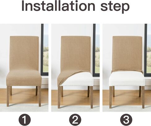 Maodu Dining Room Chair Covers Set of 6, Parsons Chair Slipcover Removable Washable Kitchen Chair Protector Covers for Dining Room,Party,Hotel, lightgrey in Saudi Arabia