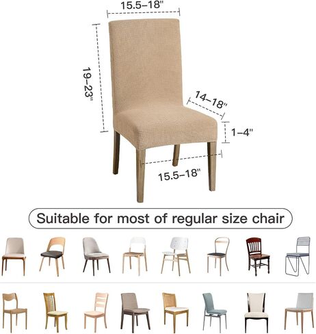 Maodu Dining Room Chair Covers Set of 6, Parsons Chair Slipcover Removable Washable Kitchen Chair Protector Covers for Dining Room,Party,Hotel, lightgrey in Saudi Arabia