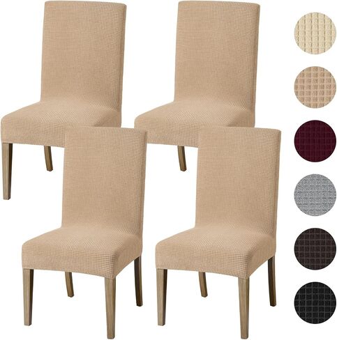 Maodu Dining Room Chair Covers Set of 6, Parsons Chair Slipcover Removable Washable Kitchen Chair Protector Covers for Dining Room,Party,Hotel, lightgrey in Saudi Arabia