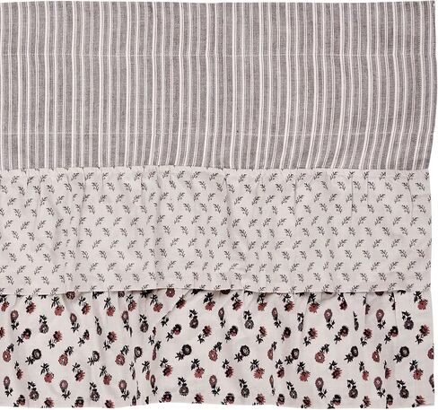 VHC Brands, Florette Ruffled Patchwork Curtain Valance, Brown, 16x60 in Saudi Arabia
