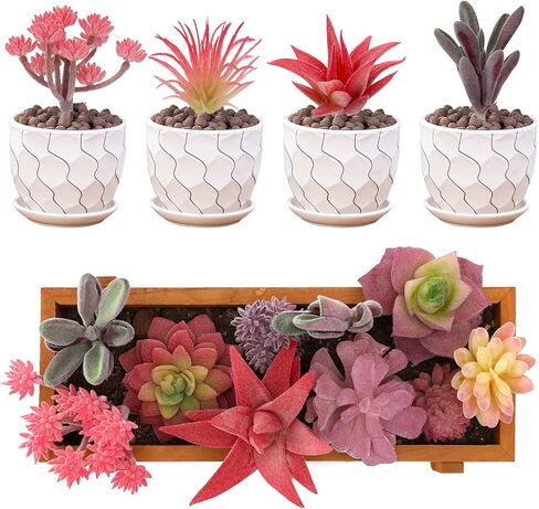 نباتات عصارية اصطناعية من Augshy، 16 حزمة من النباتات المزيفة نباتات عصارية صناعية صغيرة للحرف اليدوية، تشكيلة في أرفف غرفة المعيشة ذات الأزهار الوردية المتجمعة لتزيين غرفة النوم والحديقة والخارجية in Kuwait