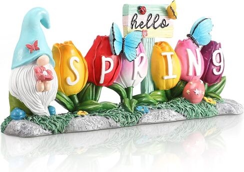 Hello Spring Decorations Resin Flower Decorations Spring Table Decorations Flower Figurines Home Decor with Lovely Butterflies for Household and Office Table Decoration in Saudi Arabia