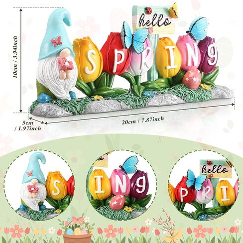 Hello Spring Decorations Resin Flower Decorations Spring Table Decorations Flower Figurines Home Decor with Lovely Butterflies for Household and Office Table Decoration in Saudi Arabia