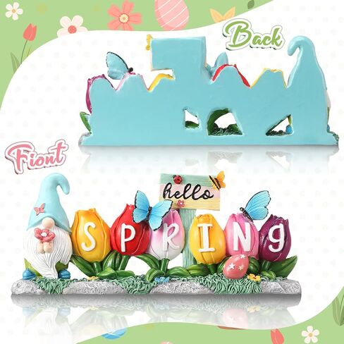 Hello Spring Decorations Resin Flower Decorations Spring Table Decorations Flower Figurines Home Decor with Lovely Butterflies for Household and Office Table Decoration in Saudi Arabia