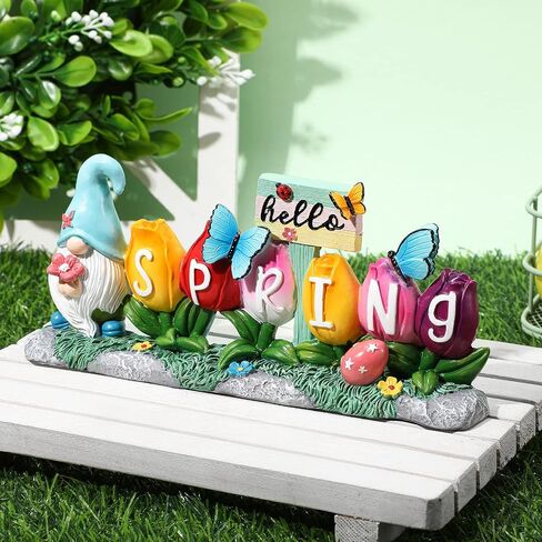 Hello Spring Decorations Resin Flower Decorations Spring Table Decorations Flower Figurines Home Decor with Lovely Butterflies for Household and Office Table Decoration in Saudi Arabia
