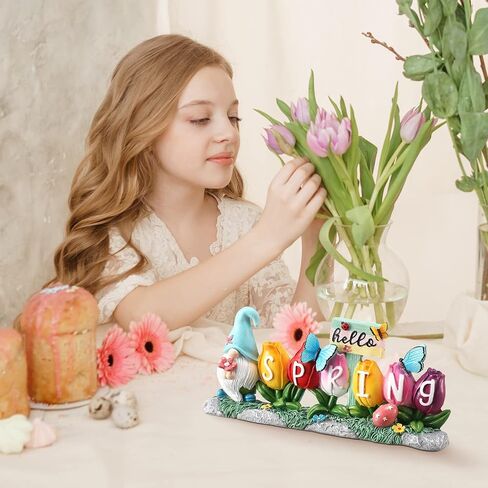 Hello Spring Decorations Resin Flower Decorations Spring Table Decorations Flower Figurines Home Decor with Lovely Butterflies for Household and Office Table Decoration in Saudi Arabia