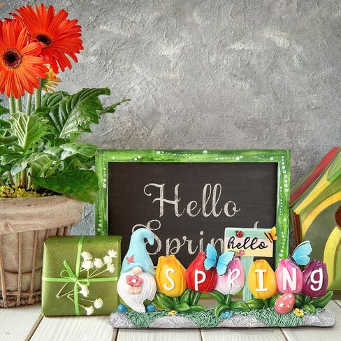 Hello Spring Decorations Resin Flower Decorations Spring Table Decorations Flower Figurines Home Decor with Lovely Butterflies for Household and Office Table Decoration in Saudi Arabia