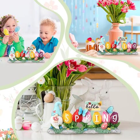 Hello Spring Decorations Resin Flower Decorations Spring Table Decorations Flower Figurines Home Decor with Lovely Butterflies for Household and Office Table Decoration in Saudi Arabia