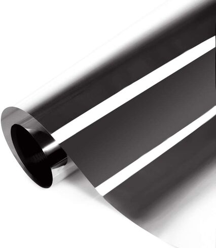Heat Blocking Window Film, One Way Mirror Reflective Glass Tint Non-Adhesive Static Cling for Home & Office Daytime Privacy, Heat Control, UV Rejection, Glare Reduction(Black-Silver, 17.7x78.7 Inches) in Saudi Arabia