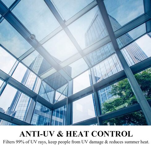 Heat Blocking Window Film, One Way Mirror Reflective Glass Tint Non-Adhesive Static Cling for Home & Office Daytime Privacy, Heat Control, UV Rejection, Glare Reduction(Black-Silver, 17.7x78.7 Inches) in Saudi Arabia
