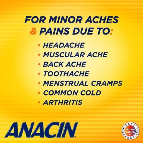 ANACIN Fast Pain Relief Pain Reducer Aspirin Tablets, 100 Tabs (Pack of 6) in Saudi Arabia