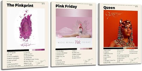 Album Cover Posters, Framed Album Cover Wall Art, Canvas Wall Art, Modern Wall Art for Living Room, Bedroom, Bathroom, 12"x16" with Hook, Set of 3 (NM) in Saudi Arabia