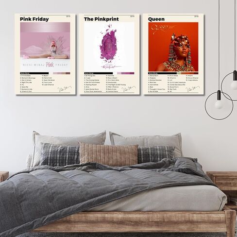 Album Cover Posters, Framed Album Cover Wall Art, Canvas Wall Art, Modern Wall Art for Living Room, Bedroom, Bathroom, 12"x16" with Hook, Set of 3 (NM) in Saudi Arabia