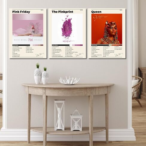 Album Cover Posters, Framed Album Cover Wall Art, Canvas Wall Art, Modern Wall Art for Living Room, Bedroom, Bathroom, 12"x16" with Hook, Set of 3 (NM) in Saudi Arabia