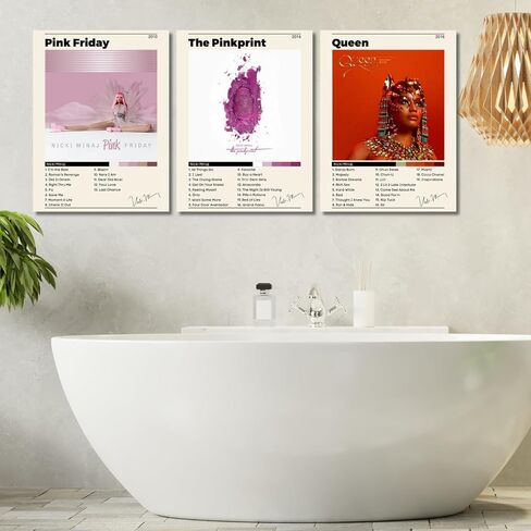 Album Cover Posters, Framed Album Cover Wall Art, Canvas Wall Art, Modern Wall Art for Living Room, Bedroom, Bathroom, 12"x16" with Hook, Set of 3 (NM) in Saudi Arabia