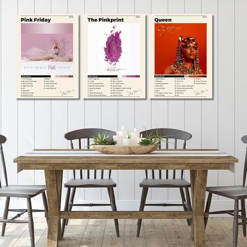 Album Cover Posters, Framed Album Cover Wall Art, Canvas Wall Art, Modern Wall Art for Living Room, Bedroom, Bathroom, 12"x16" with Hook, Set of 3 (NM) in Saudi Arabia