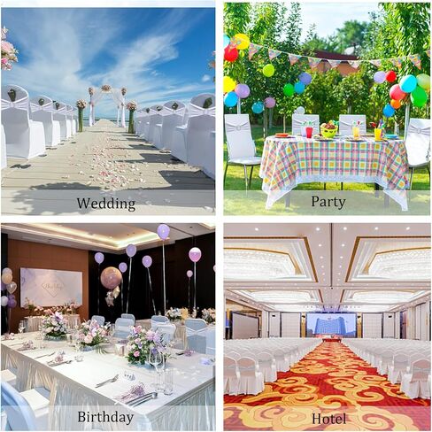 Zhongyuan 50PCS White Chair Sashes, Universal Elastic Spandex Sash Bow for Chairs, Chair Cover Bands with Buckle Slider for Wedding Party Ceremony Reception Banquet Decoration in Kuwait