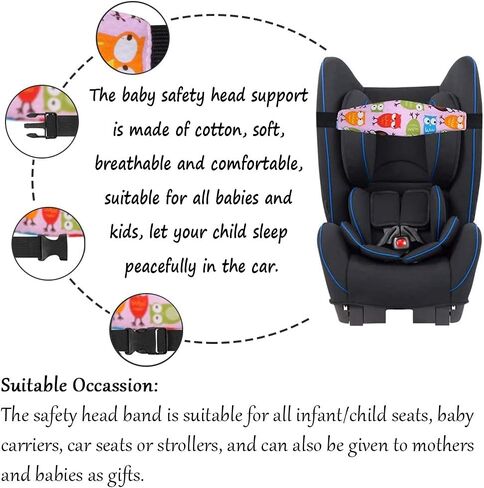 ZYNQACC 2PCS Baby Car Seat Head Support,Toddler Safety Car Seat Sleep Nap Aid Positioner Strap Belt Neck Protection Belt for Children and Kids(Pink, Blue) (Blue) in Saudi Arabia