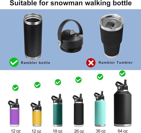 غطاء من القش من Aoitoque لـ Yeti Rambler 18 26 36 64 أونصة، أغطية مع قش لـ Yeti 18oz 26oz 36oz 64oz Rambler، غطاء بديل لـ Yeti Rambler مع 2 قش وفرشاة واحدة in Kuwait