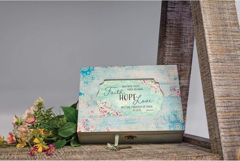 Cottage Garden Faith Hope Greatest is Love Aqua Medallion Decoupage Music Box Plays How Great Thou Art in Saudi Arabia