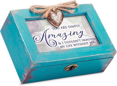 Cottage Garden You are Amazing Weathered Teal Petite Locket Music Box Plays Tune You are My Sunshine in Saudi Arabia