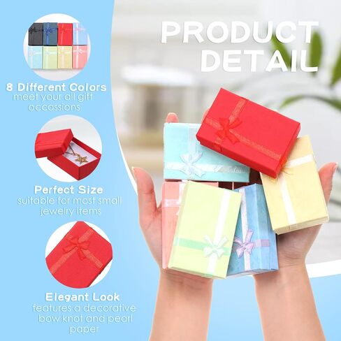 120 Pcs Jewelry Gift Boxes Set Empty Jewelry Boxes Small Gift Boxes for Jewelry Cardboard Boxes for Jewelry Packaging with Ribbon Bowknot for Anniversaries Weddings Birthday, 8 Colors in Saudi Arabia
