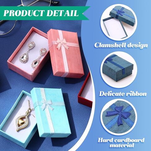 120 Pcs Jewelry Gift Boxes Set Empty Jewelry Boxes Small Gift Boxes for Jewelry Cardboard Boxes for Jewelry Packaging with Ribbon Bowknot for Anniversaries Weddings Birthday, 8 Colors in Kuwait