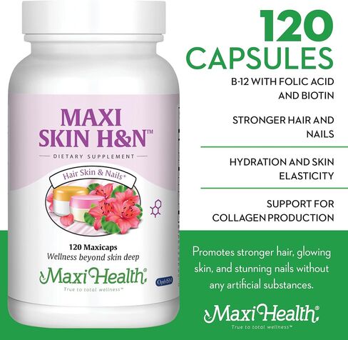 Hair Skin and Nails Vitamins for Women and Men with Hyaluronic Acid, Biotin, Vitamin A, Probiotics - Hair Vitamins for Hair Loss - Hair Growth Vitamins Supplement to Support Body Collagen, 60 Capsules in Saudi Arabia