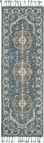 SAFAVIEH Aspen Collection Area Rug - 6' x 9', Dark Blue & Grey, Handmade Boho Braided Tassel Wool, Ideal for High Traffic Areas in Living Room, Bedroom (APN230A) in Saudi Arabia
