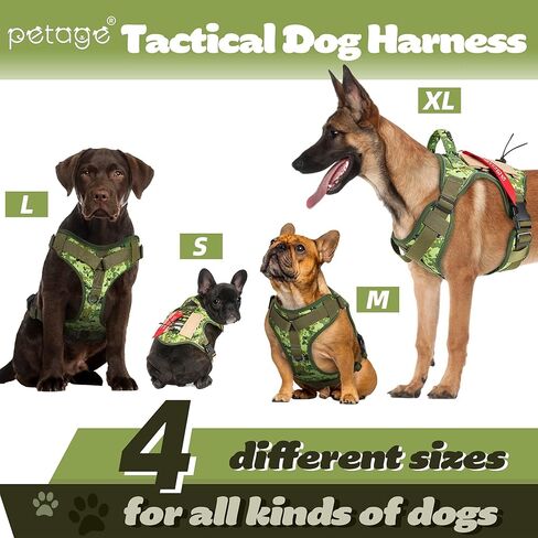 PETAGE Tactical Dog Harness for Small Medium Large Dogs No Pull Adjustable Soft Padded Dog Vest Reflective No-Choke Pet Vest with Easy Control Pet (WoodlandCamo L) in Kuwait
