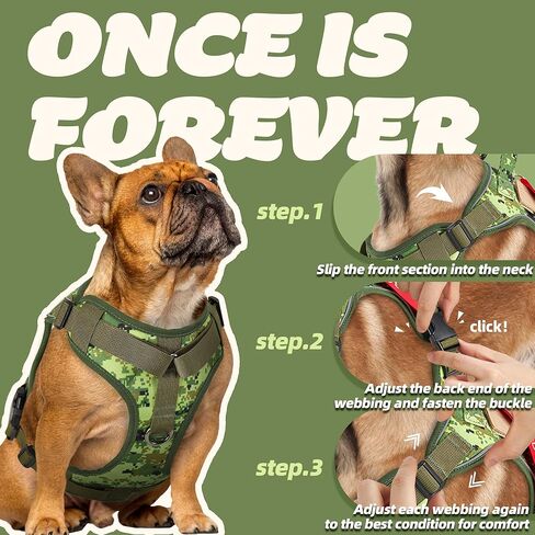 PETAGE Tactical Dog Harness for Small Medium Large Dogs No Pull Adjustable Soft Padded Dog Vest Reflective No-Choke Pet Vest with Easy Control Pet (WoodlandCamo L) in Kuwait