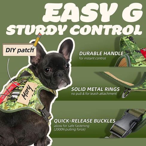 PETAGE Tactical Dog Harness for Small Medium Large Dogs No Pull Adjustable Soft Padded Dog Vest Reflective No-Choke Pet Vest with Easy Control Pet (WoodlandCamo L) in Kuwait